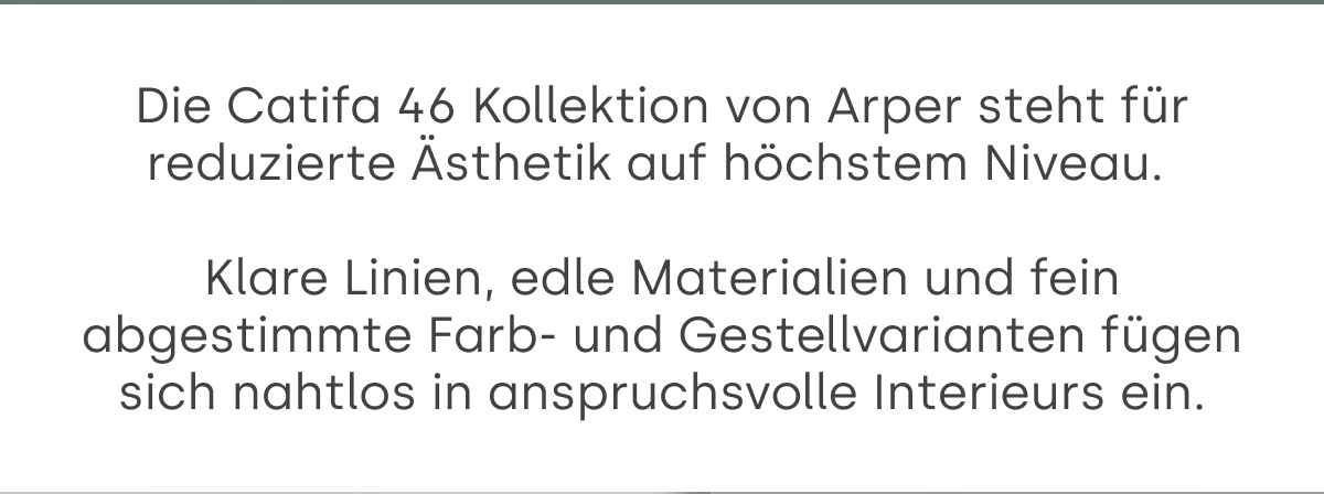 Die Catifa 46 Kollektion von Arper steht für reduzierte Ästhetik auf höchstem Niveau. Klare Linien,…