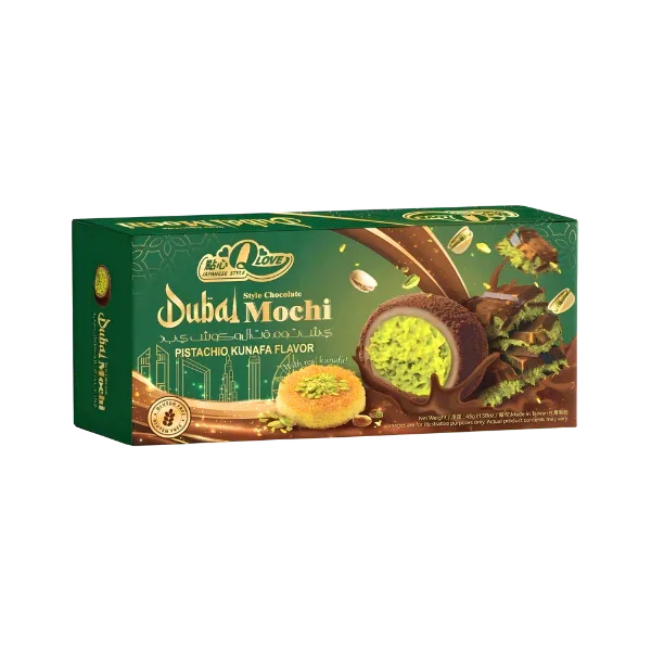Image of QLOVE Dubai Chocolates & Pistachio Kunafa Deluxe Mochi 45g
