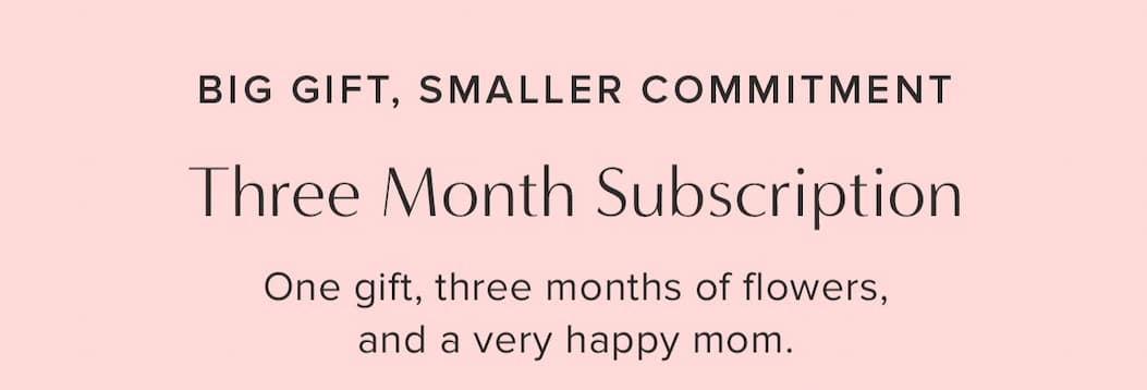 Big Gift, Smaller Commitment: Three Month Subscription. One gift, three months of flowers, and a very happy mom. 