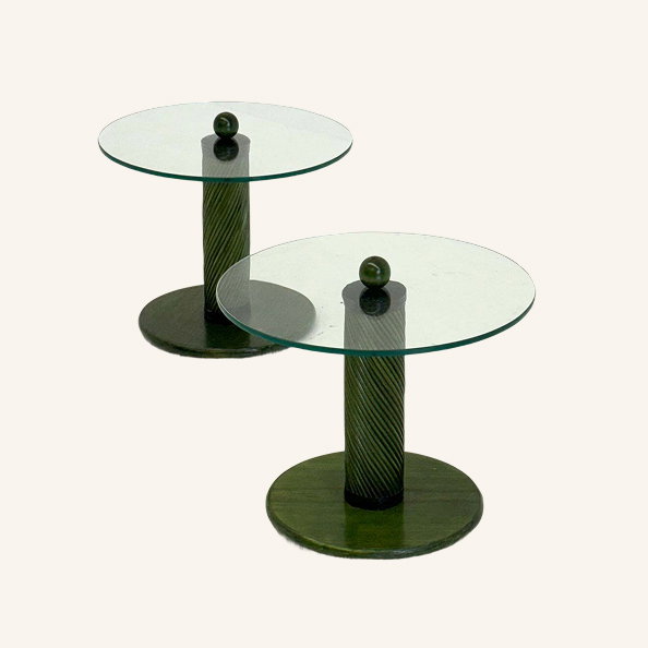 Italian Side Tables with Bamboo Base, 1970s