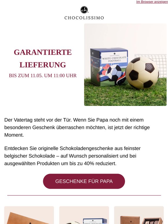 Letzte Chance für Vatertag: Jetzt rechtzeitig Schokoladengeschenke bestellen!