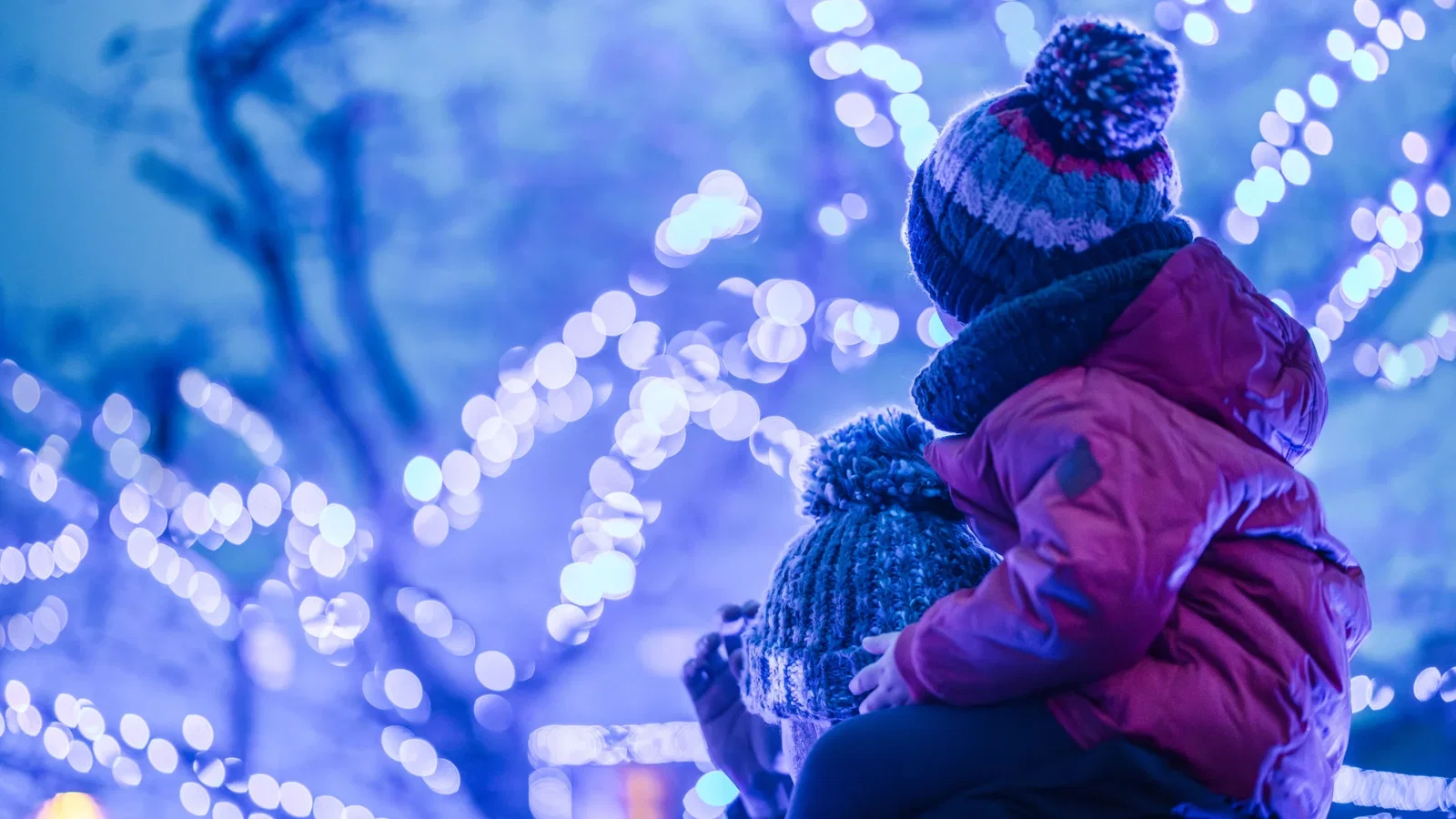 family outside in winter