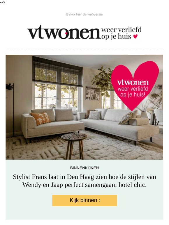 Stylist Frans laat in Den Haag zien hoe de stijlen van Wendy en Jaap perfect samengaan: hotel chic