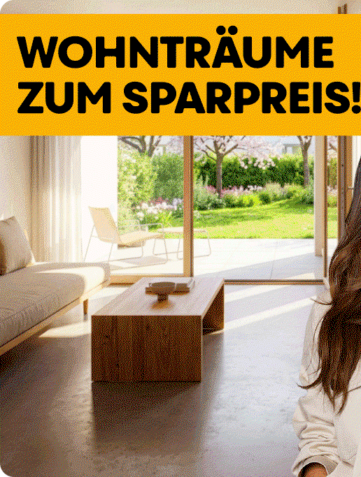 Im Vordergrund steht eine Frau mit langen, braunen Haaren und hellem Jackett, die in einem modern eingerichteten Wohnzimmer posiert. Links oben befindet sich ein gelber Kasten mit dem Text 'WOHNTRÄUME ZUM SPARPREIS!'. Darunter sind zwei rote Infokästen: Der erste enthält den Hinweis '20 € GESCHENKT! auf Deko und mehr mit dem Gutscheincode: DEKO20', der zweite 'Bis zu 400 € GESCHENKT! auf Möbel und mehr mit dem Gutscheincode: FRÜHJAHR26'. In der Mitte der Grafik ist ein weißer Kreis mit der Info 'Nur noch bis 12. Mai'. Neben der Frau steht ein weißes Namensschild mit der Aufschrift 'Eure Laura Wontorra'. Im Hintergrund sind große Fenster, ein Sofa und Pflanzen zu sehen.