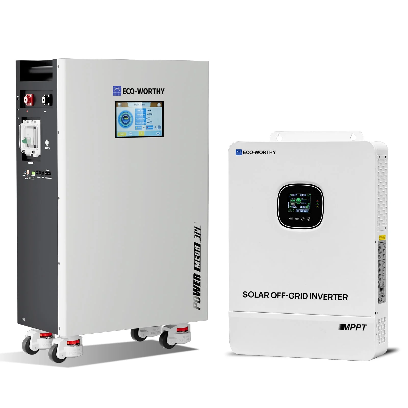 Eco-Worthy 10kW Home Backup Solar Power Bundle | PowerMega 314 51.2V 314Ah Battery and 48V 10000w Off Grid Inverter