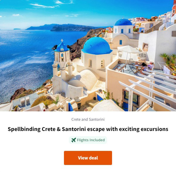 Spellbinding Crete & Santorini escape with exciting excursions