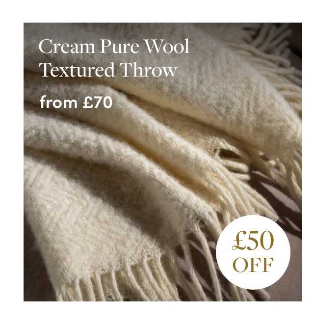 Cream Pure Wool Textured Throw