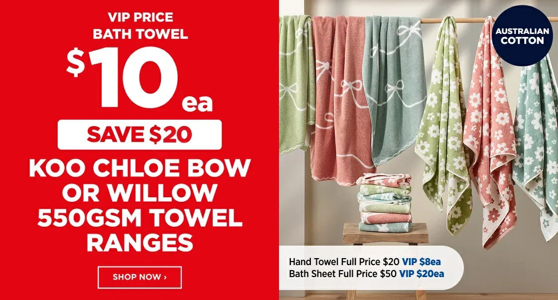 KOO CHLOE BOW OR WILLOW 550GSM TOWEL RANGES