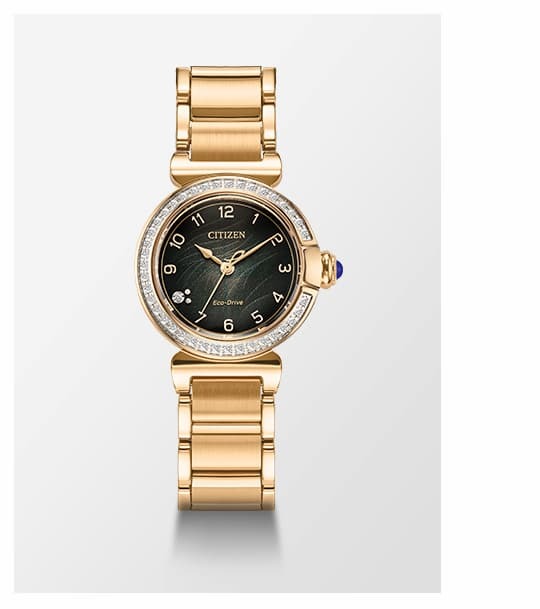 Citizen L Mae Green Dial Stainless Steel Bracelet EM1123-62X