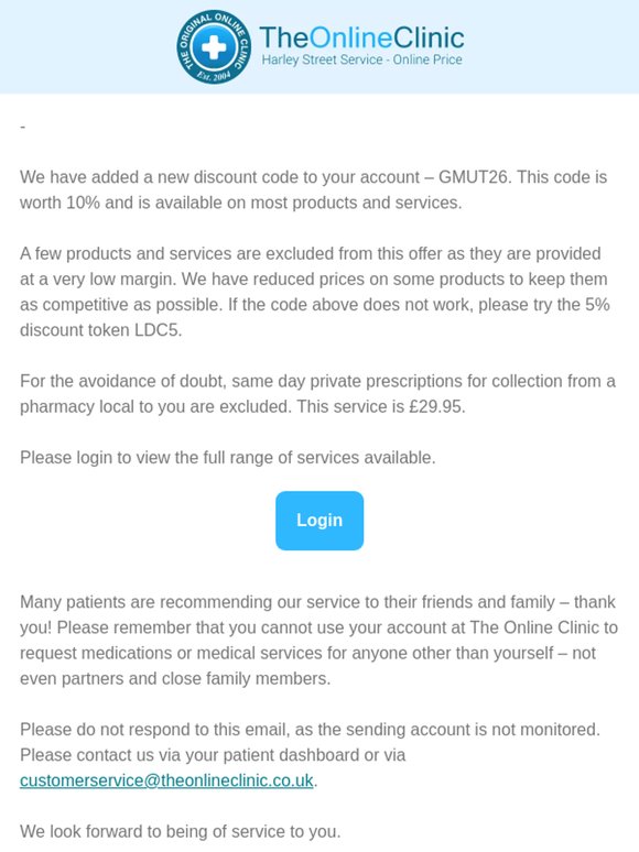 New Discount Code