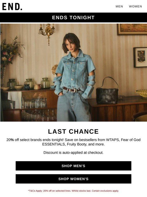 Last chance | 20% off bestsellers from select brands