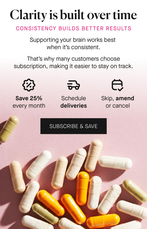 Subscription option to support consistent brain health and mental clarity over time