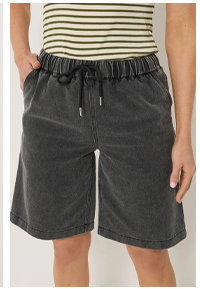 LTS Tall Black Acid Wash Pull On Denim Cotton Jorts