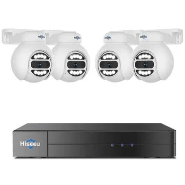 Hiseeu PK-4YHD685 5MP WiFi IP Camera with AI Human Tracking Two-Way Audio Spotlight Alarm 300° Pan 90° Tilt Weatherproof IP65 PoE Suitable for Indoor and Outdoor Surveillance EU Plug