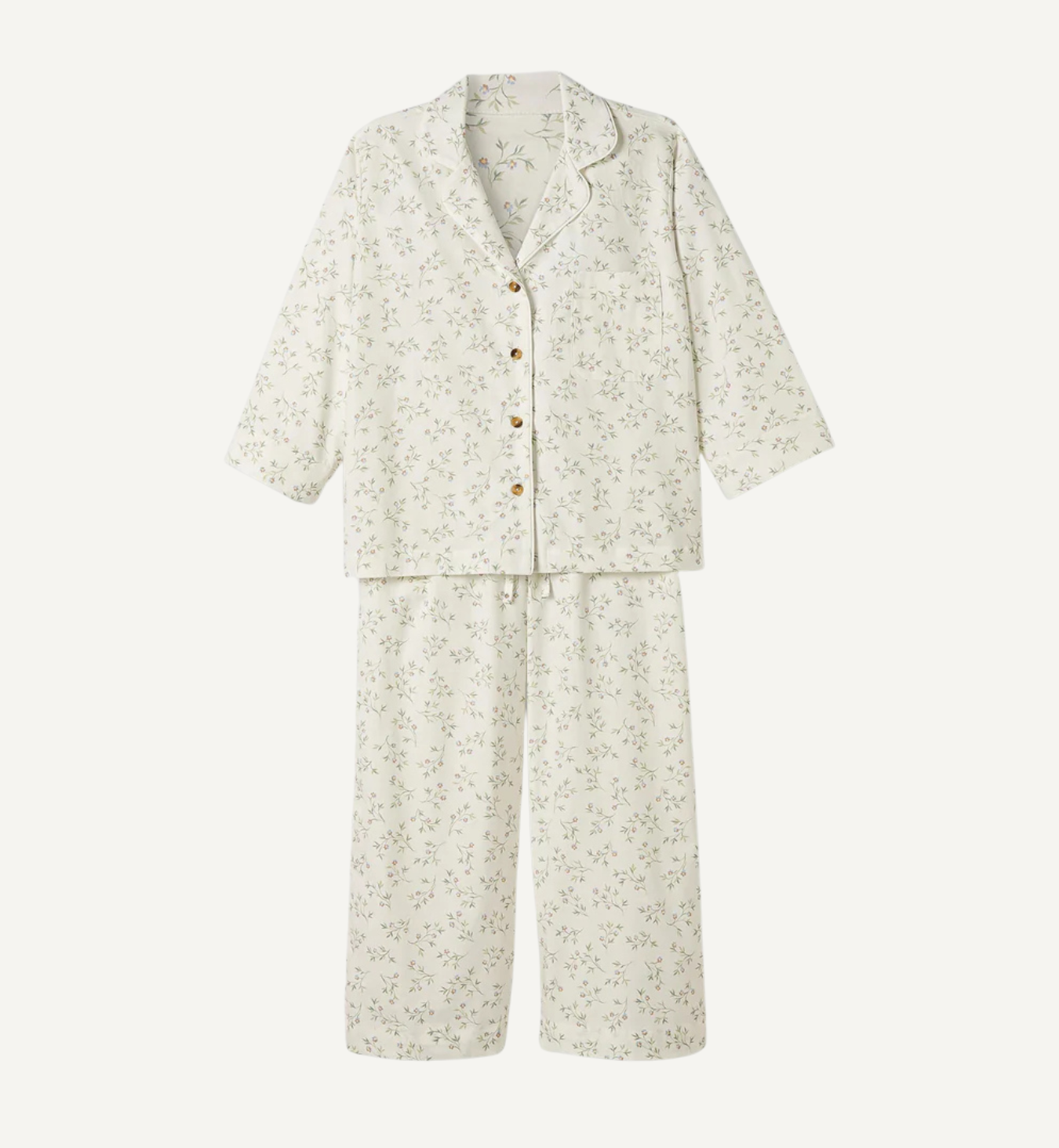 Spring Sprig Floral Cotton Cropped Pajama Set