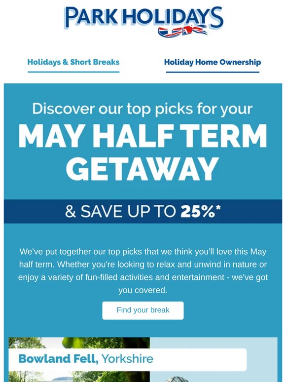 Discover our top picks for your half term getaway