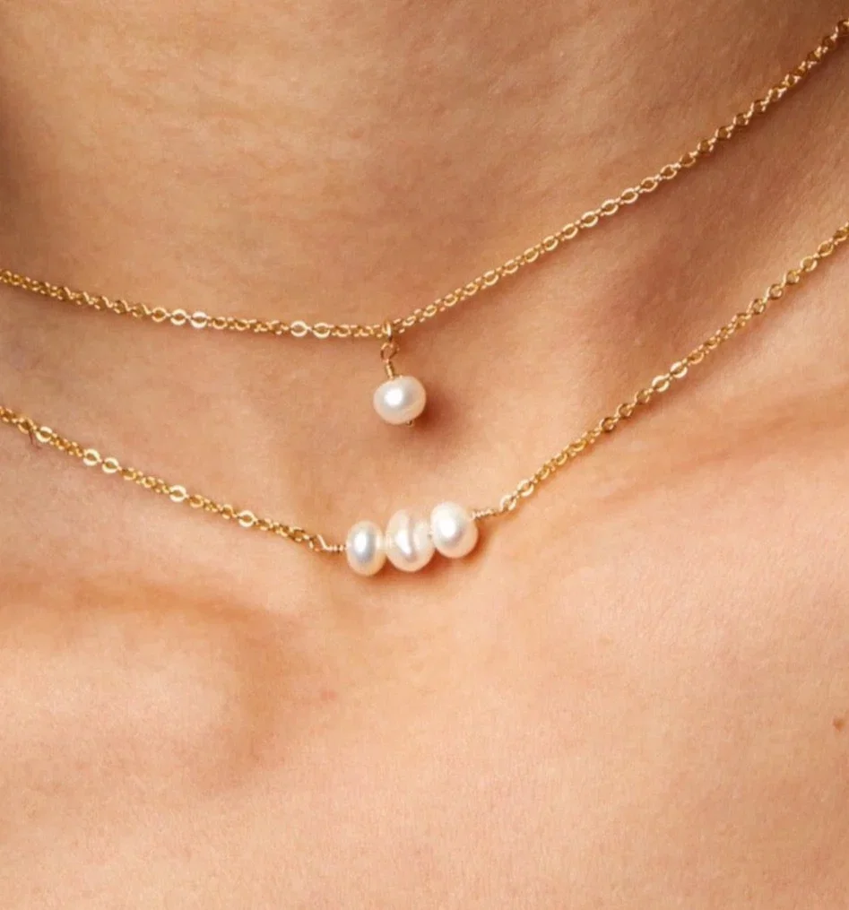 Image of Dainty Pearl Choker Necklace