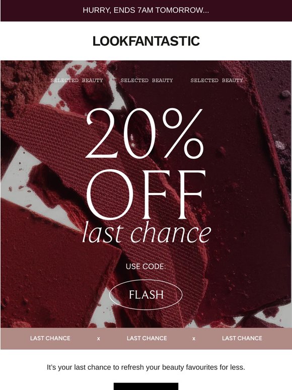 Last Chance: 20% Off... Ends 7am