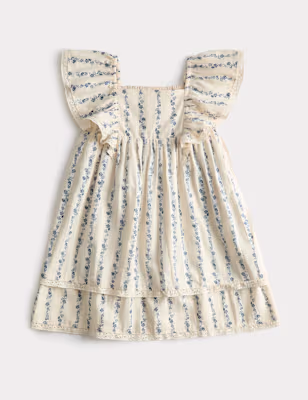 Pure Cotton Ditsy Floral Dress (2-10 Yrs)