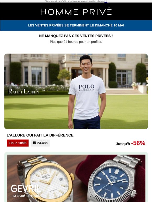 🕚 Dernières Heures : RALPH LAUREN | GEVRIL Montres | TOMMY HILFIGER | KARL LAGERFELD Parfums...