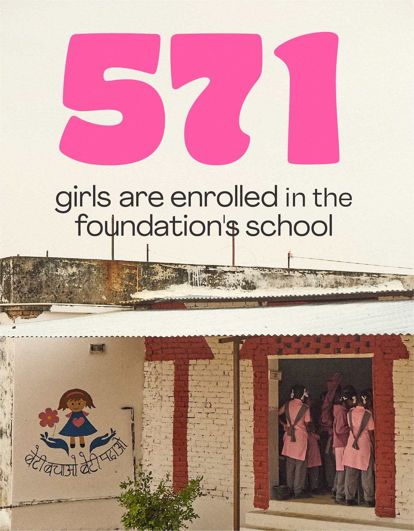 571 girls are enrolled in the foundation's school