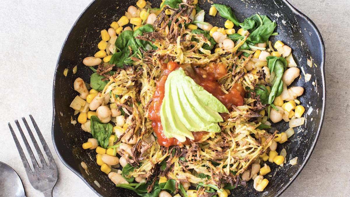 Image of hash brown veggie breakfast bowl