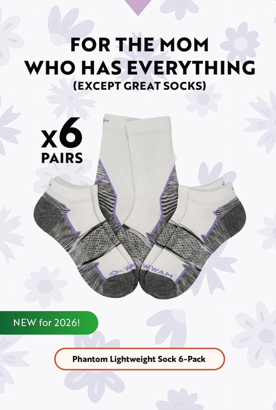 Phantom Lightweight Sock 6-Pack Size Medium