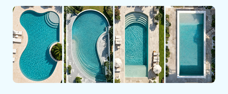 Compatible avec différentes formes de piscines