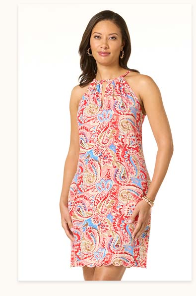 Shop Paisley Scalloped Hem Dress