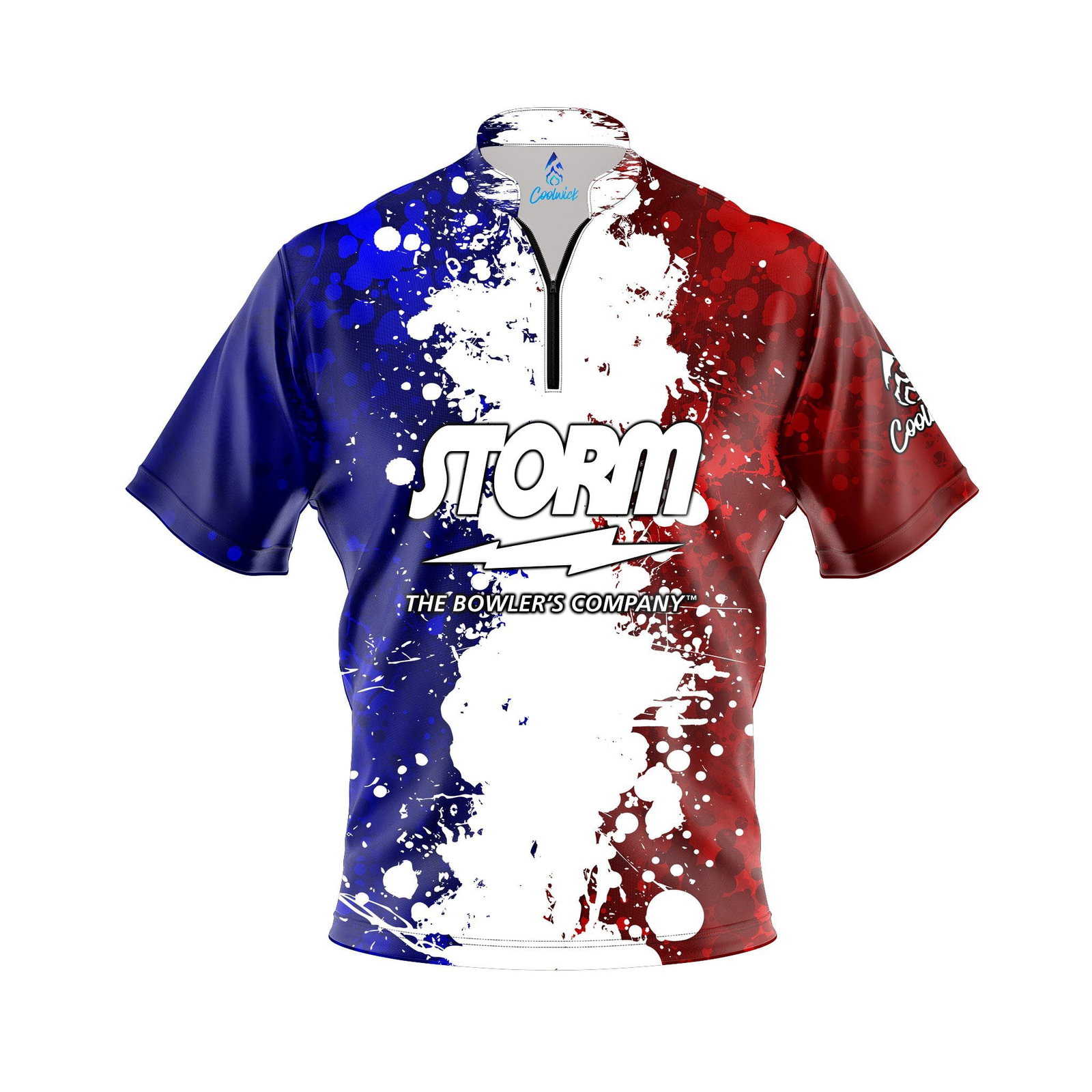 Image of Storm Patriot Quick Ship CoolWick Sash Zip Bowling Jersey 