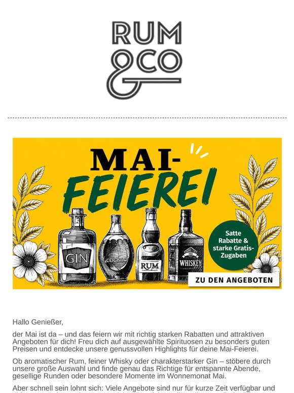 Die große Rum & Co MAI-FEIEREI:  Starke Rabatte & Angeboten!