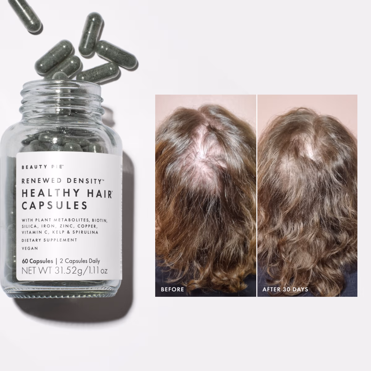 Before & after of healthy hair