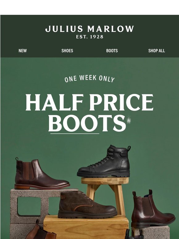 50% OFF BOOTS STARTS NOW
