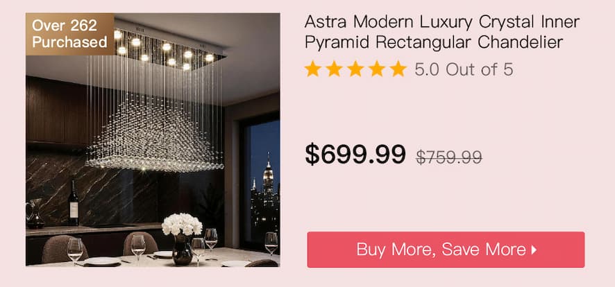 Astra Modern Luxury K9 Crystal Inner Pyramid Raindrop Rectangular Chandelier