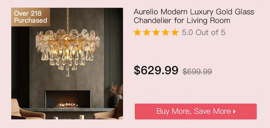 Aurelio Modern Luxury Gold Glass Chandelier for Living Room