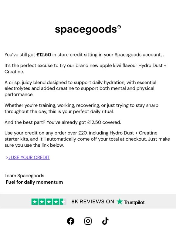 RE: Your £12.50 store credit