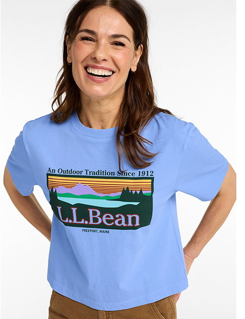 Sunwashed Tee, Short-Sleeve Cropped Boxy Crewneck in Seaboard Blue Outdoor Tradition