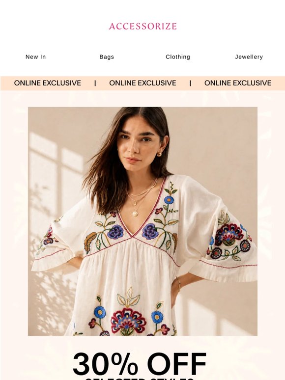 30% OFF SELECTED STYLES!