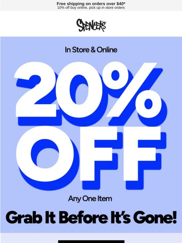 LAST CHANCE: 20% off 1 item 🚨