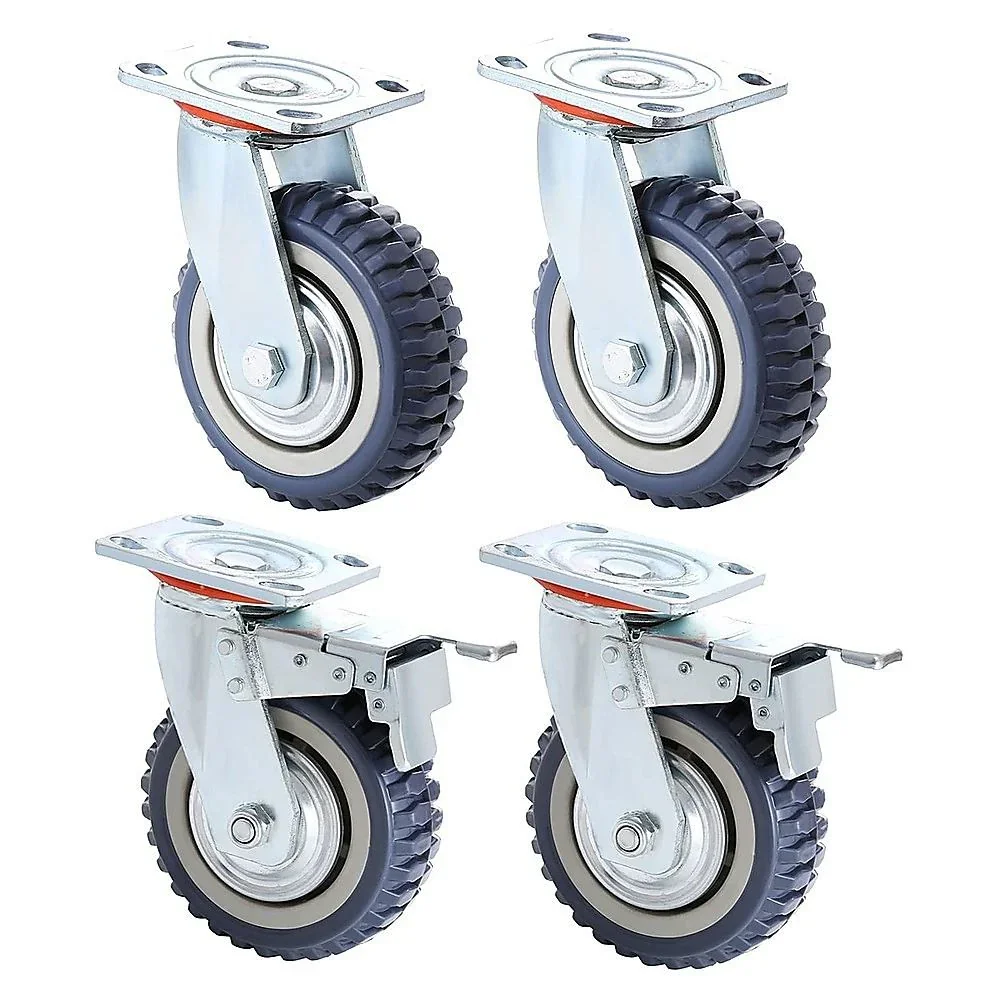 Heavy Duty Plate Caster Wheels Set 4 1200kg Swivel
