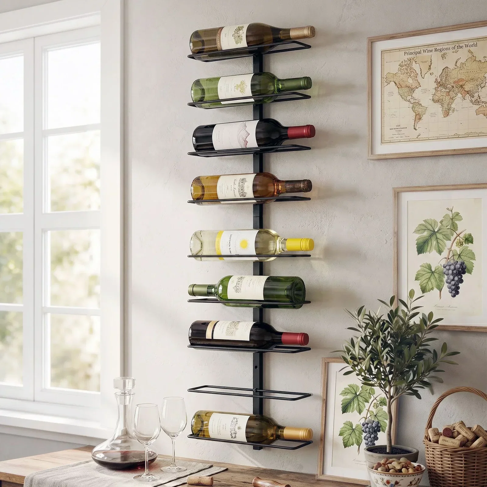 Artiss Wall Mounted Rack 9 Bottles Display Storage Organizer Metal Black