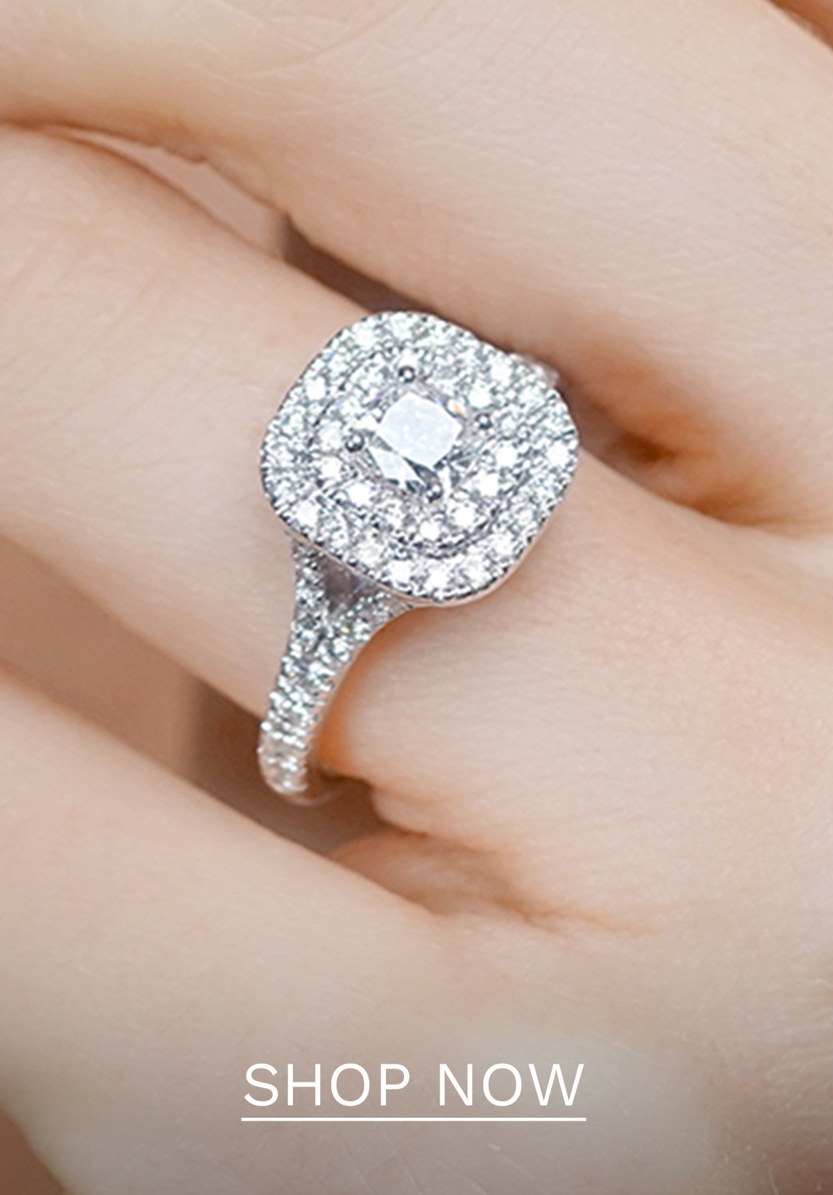 Anastasia Diamond Halo Engagement Ring in Platinum 1.30ct G/SI2