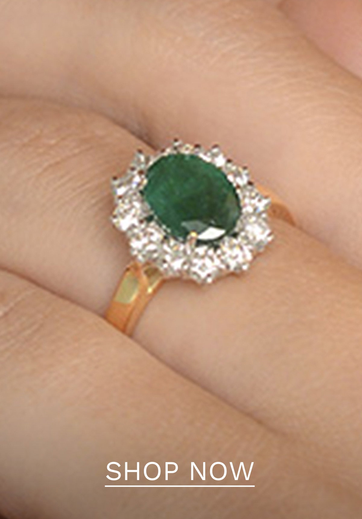 Emerald 1.95CT And Lab Diamond 1.00ct Cluster Ring in 18K Gold