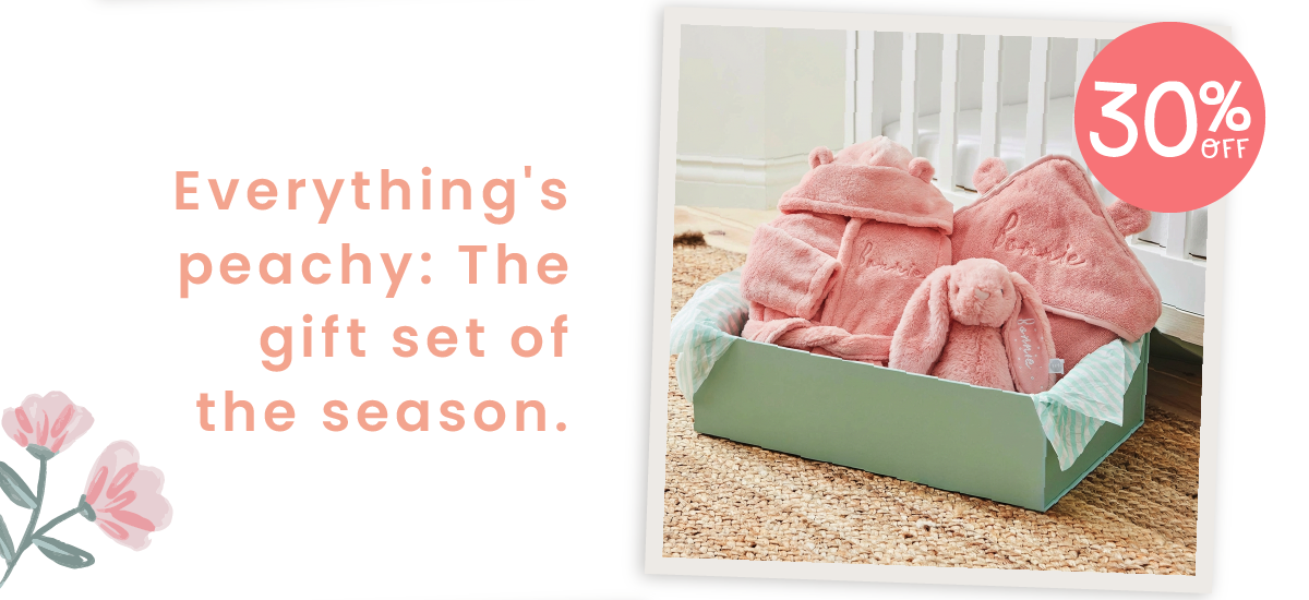 Personalised Peach Sorbet Splash, Snuggle and Cuddle Gift Set