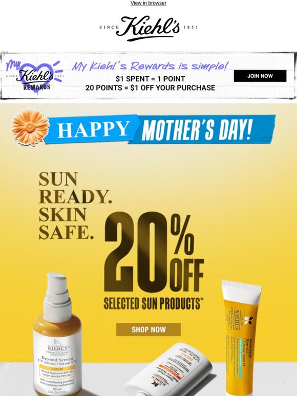 Ends tonight: 20% off select sun products.