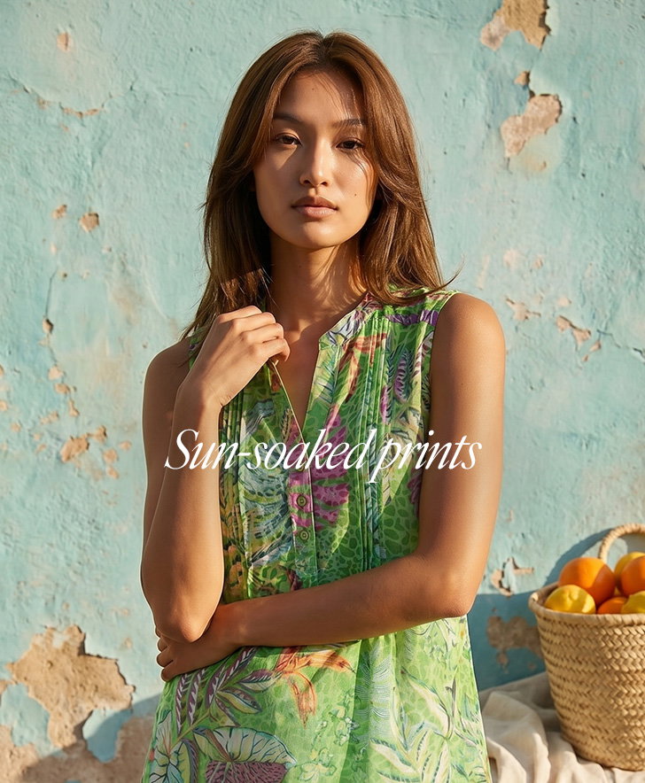Lime Burnout Tropical Pintuck Shirt