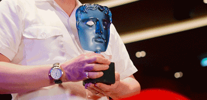 Animated .gif showcasing the BAFTA trophy around the ship