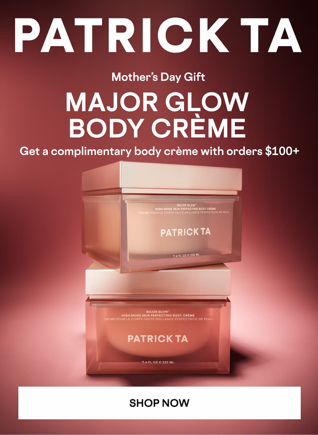 Get a complimentary body creme with orders $100+