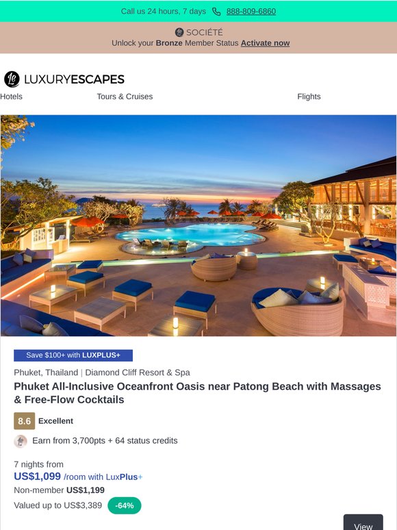 It's Back! Diamond Cliff Phuket All-Inclusive Oceanfront Oasis w. Daily Free-Flow Cocktails