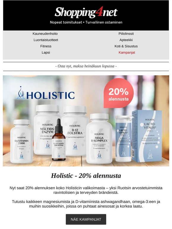Suosittu Holistic nyt 20% alennuksella